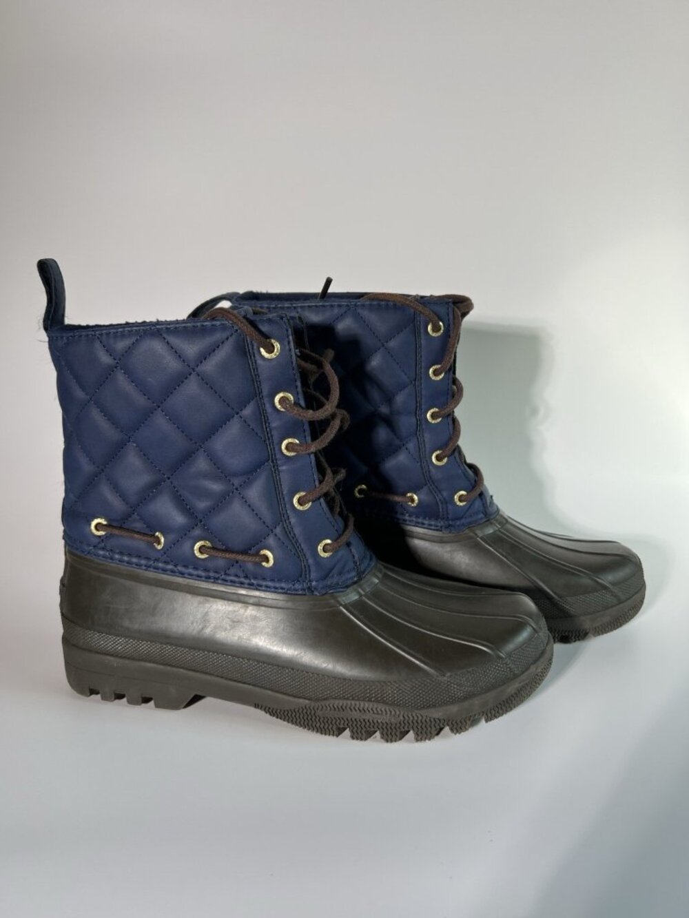 Sperry Duck Boots Womens 8 Blue Quilted Waterproof Lace Up Winter Rain - Picture 4 of 12